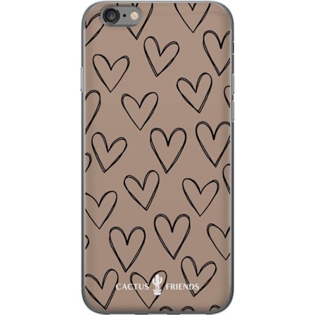 Kompatibelt Mobilskal till Apple Apple iPhone 6 Cactus and Friends - Earthy Sketch Hearts