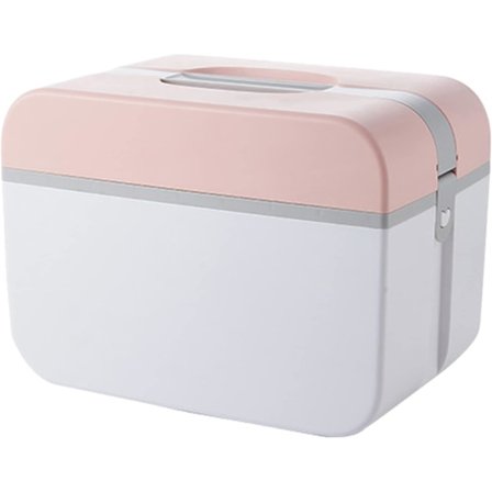 Medicinsk opbevaringsboks med spændelås, medicinskab til familien, dobbeltlags førstehjælpskasse til hjemmet udendørs 23,5x13,5x15cm