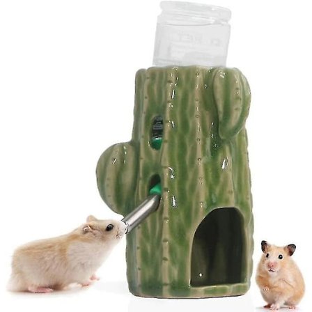 Hamster vannflaske for glasstank, 2-i-1 justerbar hamster vannflaske 80 ml gerbil vannflaske med stativ, 1 stk (d-)