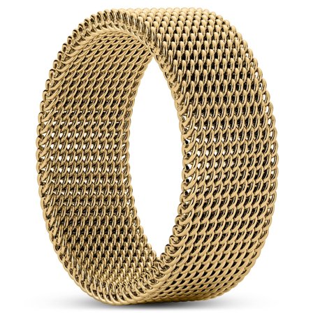 Sentio | Gold-Tone Stainless Steel Flexible Mesh Ring for Men - Steel rings