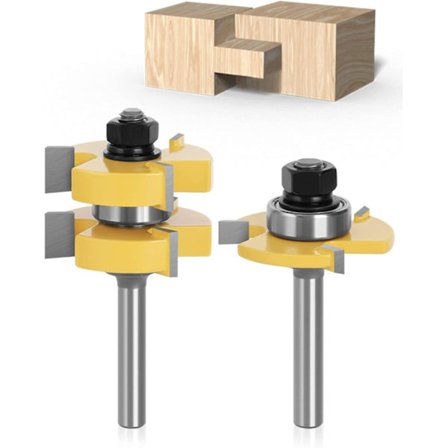 8mm Skaft Matchande Tung-Och-Spårfrässet 3-Flödes T-Form Träfräs Fräs Verktyg för Träbearbetning