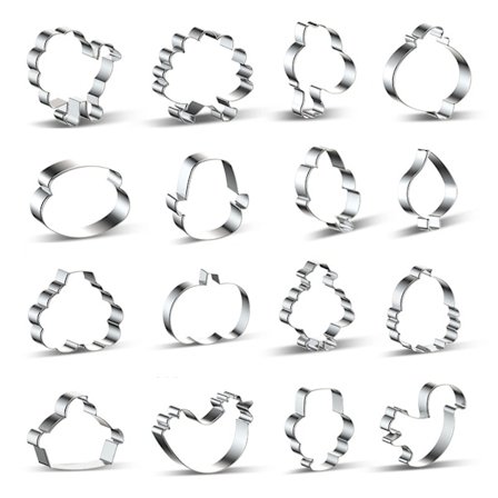 16 stk Thanksgiving Kalkun Lønneblad Kakeutstikkersett Rustfritt Stål Kjeksform Fondant Bakverk Dekorering DIY Bakeform