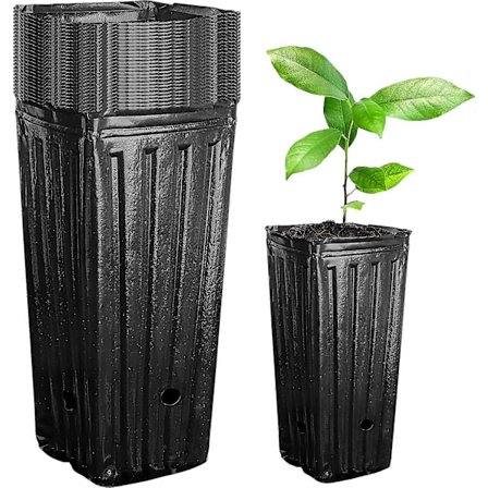 20 stk. høye trepotter, dype plantepotter i plast, 20 cm høye blomsterpotter for innendørs og utendørs hageplanter