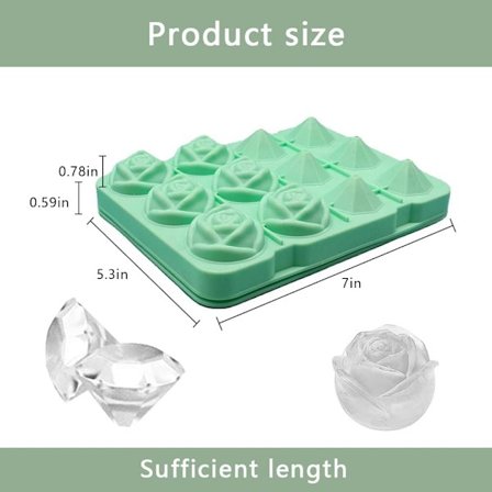 12 huller lille diamantrose isterningeform silikone roseform isterningebakke isboldform isbakke med låg slik chokoladekage