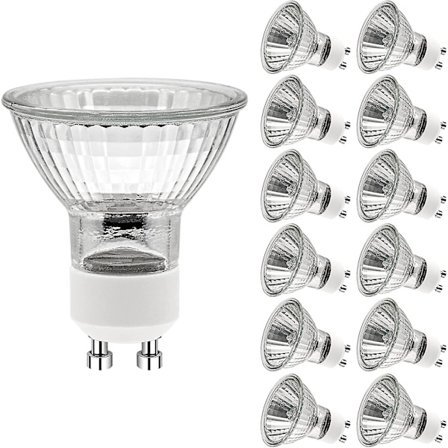 GU10 Halogen Spotlight Pærer, (12 Pak) Dæmpbare Halogen Lyspærer 2 Pins, 220v 50w Lyspære Med Lang Levetid A