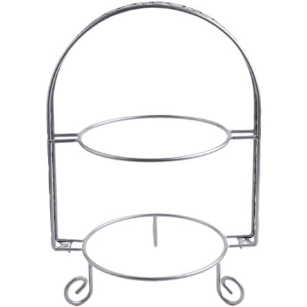 Metal Dobbelt Lag Kage Stativ Arc Gyldne Frugt Dessert Hylde Bryllup Fødselsdagsfest Dekoration Cupcake Stativ Sølv