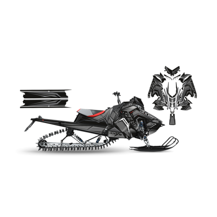 SweTown Dekalkit Team-Racer-20-Khaos-Black - Polaris 600 RMK 144 2016-2016