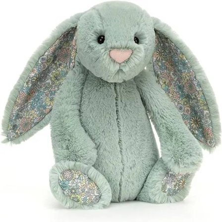 Jellycat Grön Blommig Kanin Platt Leksak, Mellanstorlek, 36 cm