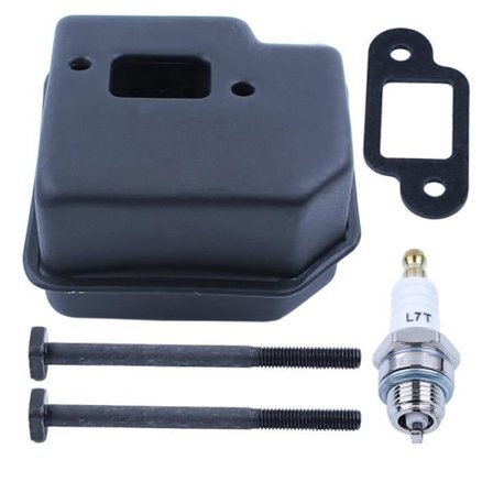 L7T Tändstift Avgassystem Dämpare Bultar Kit med Packning 2st Kompatibel med STIHL 017 018 MS170 MS180 Hg