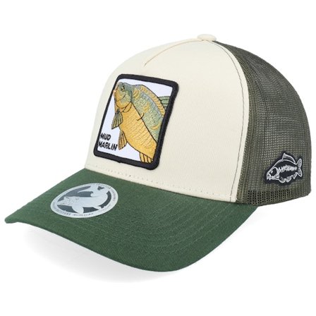 Skillfish - Grijs trucker Cap - Mud Marlin Mirror Carp Stone/Olive/Dark Green A-Frame Trucker @ Hatstore