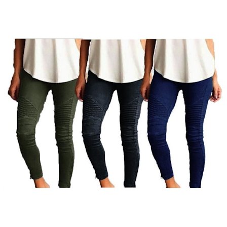 Sköna Stretchiga byxor med fickor och mönstrade ben