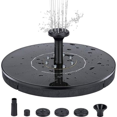 Soldrevet vannfontene 18 cm med fargerik LED-belysning -[qb]