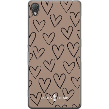 Yhteensopiva Puhelinkuori Sony Sony Xperia Z3 Cactus and Friends - Earthy Sketch Hearts