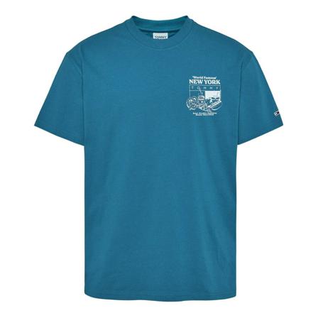 Tommy Jeans T-Shirt- TJM NY Finest Food S/S , Blauw , Heren , Maat: M