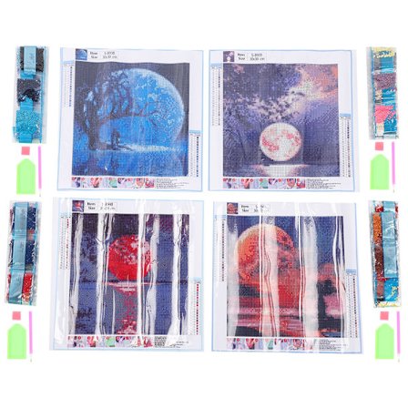 4 st diamantmålningssats 5D DIY för barn vuxna presenter konsttillbehör Point Home