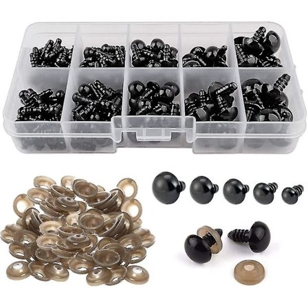 Säkerhetsögon med brickor, 400 st Plastdockögon inklusive 200 st Säkerhetsögon 200 st Brickor