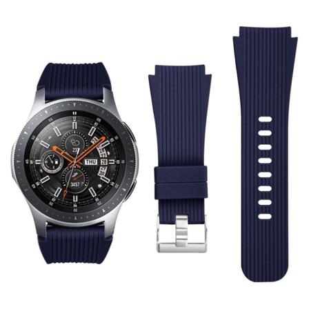 Samsung Galaxy Watch (46mm) erstatnings urrem i silikone ned stribet tekstur - Mørkeblå Blue