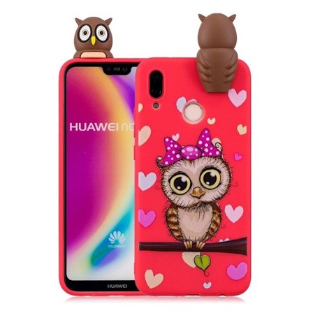 Huawei P20 Lite 3D Söpö Nukke Kuvio TPU Puhelin Kuori - Tyttö Pöllö