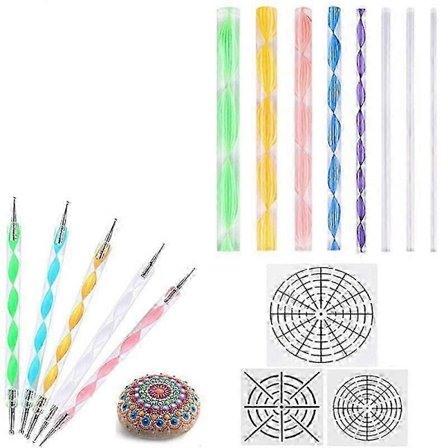 16 stk. Mandala Dotting Værktøjer egnet til Maleri Sten Mandala Stencils Kit Kugle Stylus Ler Skulptur Bil