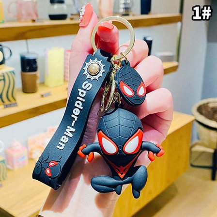 Marvel Spiderman Anime Figurer Nøkkelring Tegneserie Spider Dukke Ke - på lager Svart