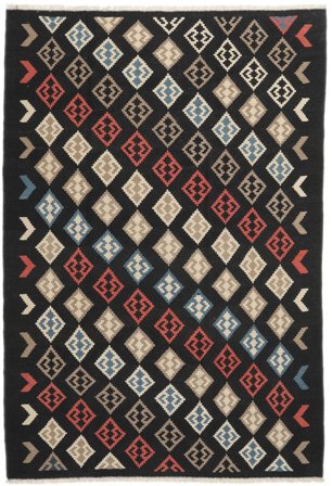 Hand Woven Kilim Qashqai Rug 206X301 Black/Dark Grey