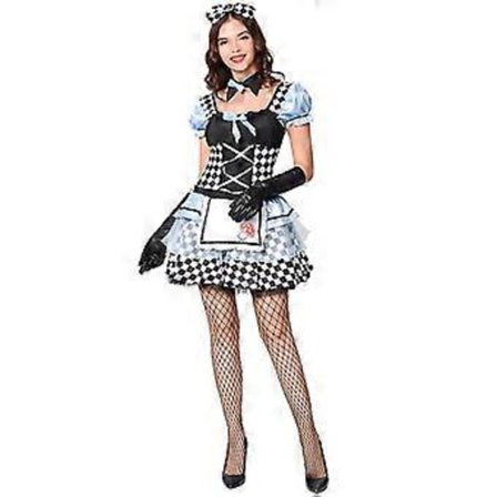 Naisten Anime Cosplay Ranskalainen Rusetti Esiliina Mekko Halloween Meikki Asu 4kpl Setti (M)