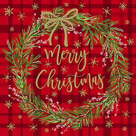 Servietter 33x33cm Tartan Merry Christmas