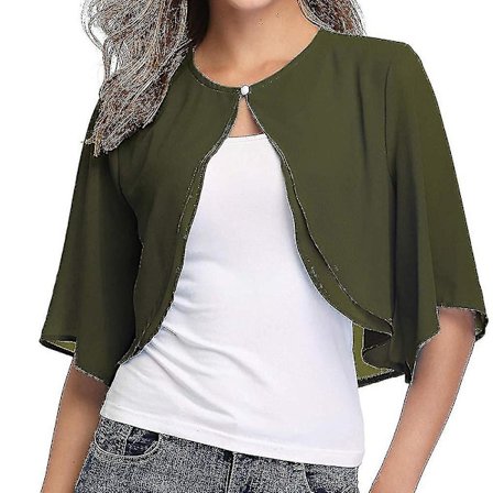 Kvinnors korta kofta Chiffon topp Öppen framsida Bolero Shrug Korta ärmar Crop toppar