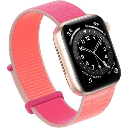 Kompatibel med Apple Watch-rem, Sport Nylon Loop-rem til kvinder og mænd til iWatch Series Ultra 8 7 6 5 4 3 2 1 SE (38/40/41mm, Granatæble)