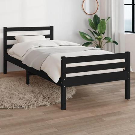 Vidaxl Sängram Svart Massivt Trä 90x190 Cm 3ft Svart