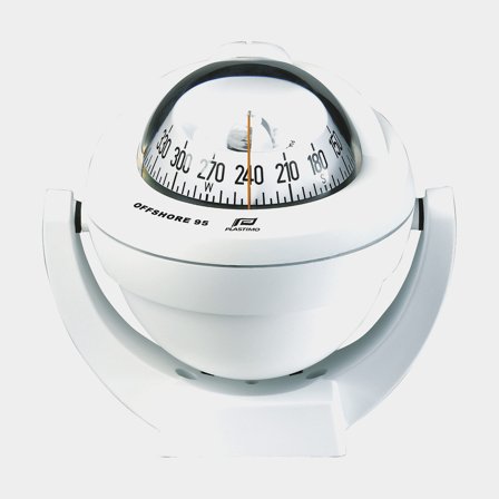 Bootkompas Plastimo Offshore 95, Ø81 mm, beugelgemonteerd, witte conische roos, wit
