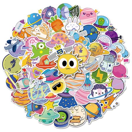 Universum Planet Series Stickers, Set med 50, Vattentäta och UV-beständiga, Perfekt för alla dina prylar