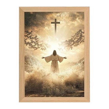 4D LED Jesus Maleri med LED Ramme, Luminworks Jesus Kristent Vægkunst, Religiøs Gave til Boligindretning (FMY)