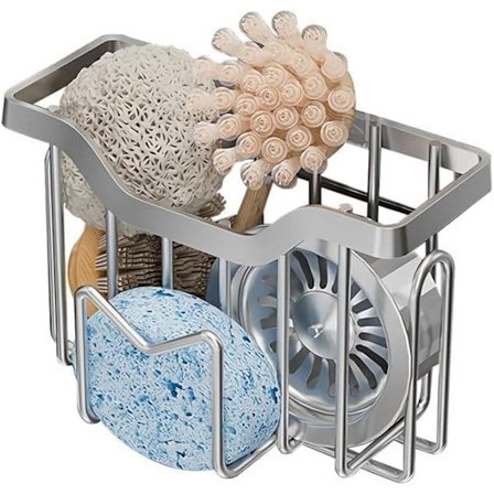 Rostfri Diskborsthållare – Väggmonterad Organizer för Svamp & Köksredskap_TF_TF