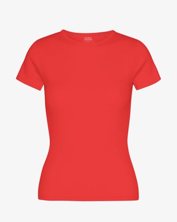 Organic Rib T-Shirt - Red Tangerine