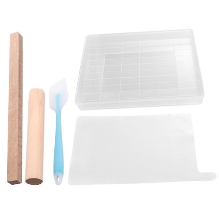 5 stk Nougatformer Silikon Bakeware Nougat Making Tools DIY-form for Hjem Butikk (tilfeldig farge Silikonskraper, Stor Silikonskraper)