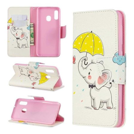 Plånboksfodral Samsung Galaxy A40 – Elefant med Paraply