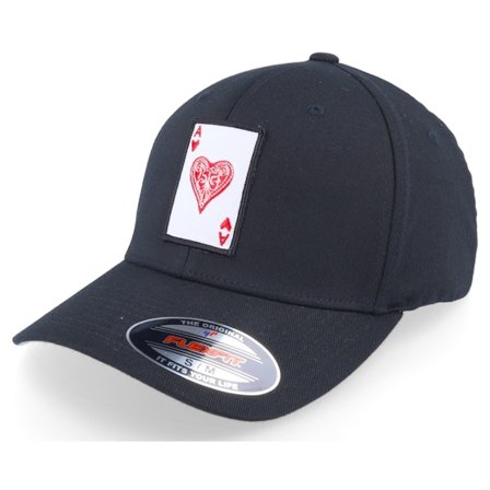 Iconic - Ace Of Hearts Black Flexfit Flexfit Black Cap - @ Hatstore