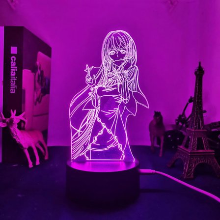 WJ Anime Re Zero Echidna LED-yövalo Makuuhuoneen Sisustukseen Syntymäpäivälahjaksi Yölamppu Echidna Valo Re Zero Toimitus Gadget