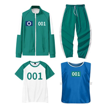 Squid Game 3-personers Cosplay Kostume Træningsdragt Komplet Beklædningssæt