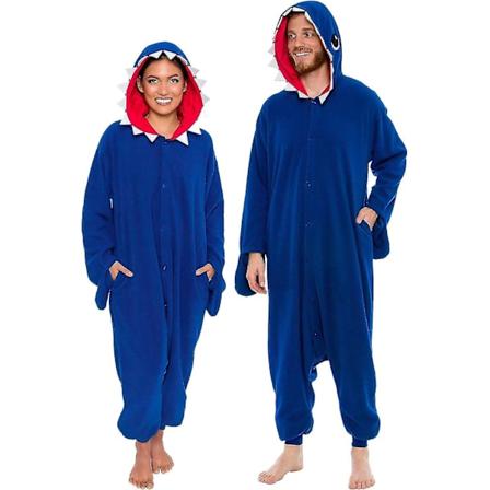 Funziez Voksen Plysjdyr og Havdyr Cosplay Kostyme - Halloween Kostyme for Kvinner og Menn X-Small Blå Hai