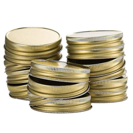 24 Pakker Mason Jar Låg Regular Mouth Lækagesikre Sikre Mason Solid Caps (guld)
