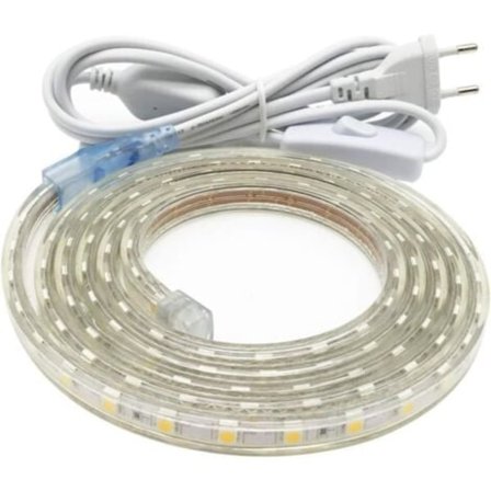 TS-LED-list 3M, Mycket Ljusstark LED-strip 220V med Strömbrytare, 5050 IP65 Vattentät, Varmvit