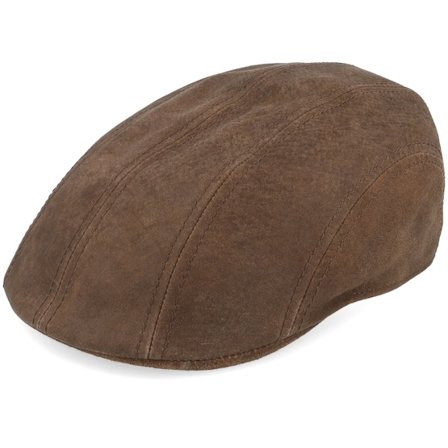 Stetson - Braun flatcap Cap - Ivy Cap Waxed Pigskin Cognac Flat Cap @ Hatstore