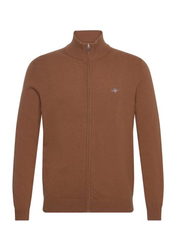 Extrafine Lambswool Zip Cardigan Brown GANT