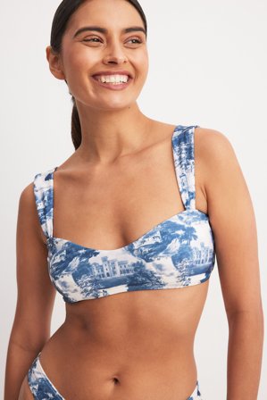 Chloe Rose x NA-KD Haut de bikini imprimé - Bikinis - Bleu - XS