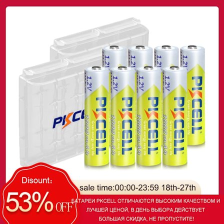 8PC PKCELL AAA batteri 1,2V 1000mah Ni-MH aaa genopladelige batterier og 2PC batteriboks til urlegetøj lommelygte