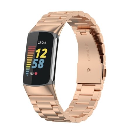 För Fitbit Charge 5 watch i rostfritt stål med tre pärlor