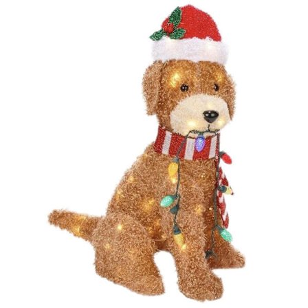 Julhundar Ljusstake Trädgårdsdekoration Charmig Jultomte Hund Med Ljusstake För Hem Gräsmatta Stig Gångväg