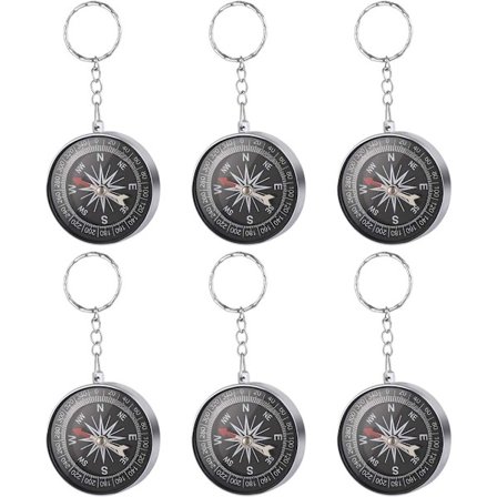 Kompass Nøkkelring - Pakke med 12, Sølv Veskeanheng - Håndveske Smykker, Bursdagsfestgaver til Barn